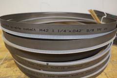 Roentgen Bi-Alfa Cobalt Bandsaw Blades (8pcs) **All New**, (4) 16' x 1.25" x .042" 5/8 TPI, (4) 12'10" x 1" x .035" 6/10 TPI
