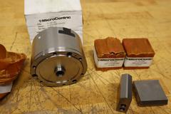 Microcentric 4-120-3, Rotating Air Chucks, 4" 3-Jaw with (2) 07 045 200 Top Jaw Blanks, Missing ***New in Packaging***