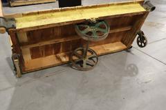 Antique Nutting Railroad Style Cart, 14" Center Wheels with 7" Swivel Wheels and Moveable Handles ***Vintage Nutting Brand Hardware***
