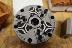 Microcentric 4-120-3, Rotating Air Chucks, 4" 3-Jaw with (2) 07 045 200 Top Jaw Blanks, Missing ***New in Packaging***