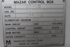 Mazak Quick Turn 10 CNC Turning Center with Mazatrol T-Plus CNC Control, 12 Tools, Tool Eye, Tailstock, Conveyor