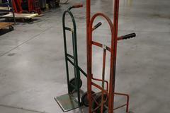 2 Wheel Moving Dolly Carts, (2pcs) Both with Hard Rubber Tires, (1) Has Welded Height Extension.