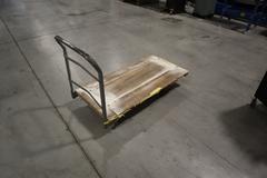 Rolling Flatbed Shop Cart with Wood Deck and Removable Handle