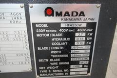 Amada HFA250W Programmable Automatic Horizontal Bandsaw, 10" Round Cap, 1" Blade, Vbl Speed, Chip Auger