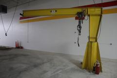 Handling Systems 2 Ton Swiveling Jib Crane, Floor Mounted with CM Lodestar 2 Ton Electric Chain Hoist, Electric Trolley