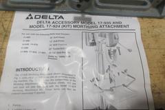 Delta Drill 17-935 and Model 17-924 Mortising Kit Attachment with Instruction Booklet