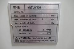 Kitamura Mytrunnion 4G 5-Axis Vertical Machining Center, 15K RPM, 60 ATC, Probing, Thru Spindle Coolant