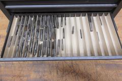 Kennedy 4 Drawer Tap Organizer Box For Standard and Metric Taps with Key and Assortment of Taps and Dies