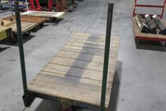 Railroad Style Moving Cart with Large Center Wheel and Swivel End Wheels, Wooden Deck