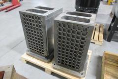  500mm Pallet (2pcs), 16" x 16" Square Tombstone with Mounting Grid of Pin and Threaded Holes, Pocketed to Lighten