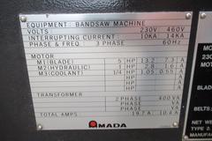 Amada HFA250W Programmable Automatic Horizontal Bandsaw, 10" Round Cap, 1" Blade, Vbl Speed, Chip Auger