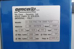 OMGA V235FNC Double Mitre Circular Saw, 90 Degree Fixed, FP2000 Programmable Work Stop, 350mm Blade
