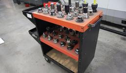 Huot Rolling Tool Rack (48 Pocket) with Assorted CAT40 Tool Holders