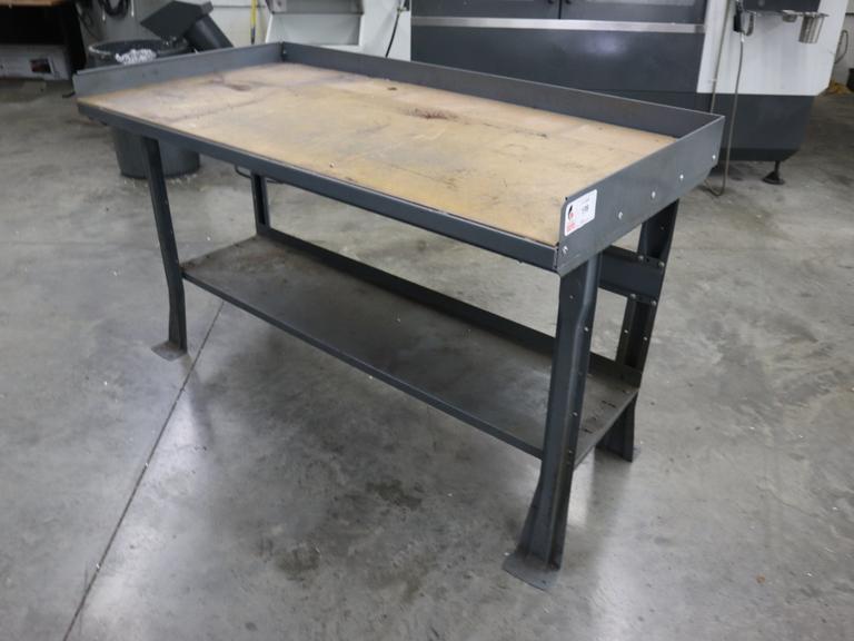 Work Bench w Lower Shelf and Raised Metal Lip