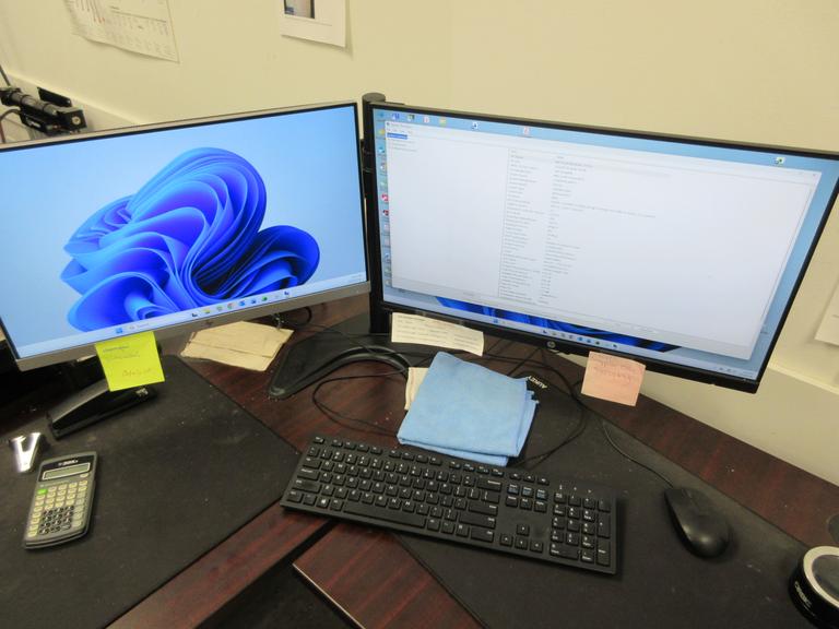 Dell Core I5 PC with HP 21" & 23" Monitors, Keyboard, Mouse and Dual Monitor Stand