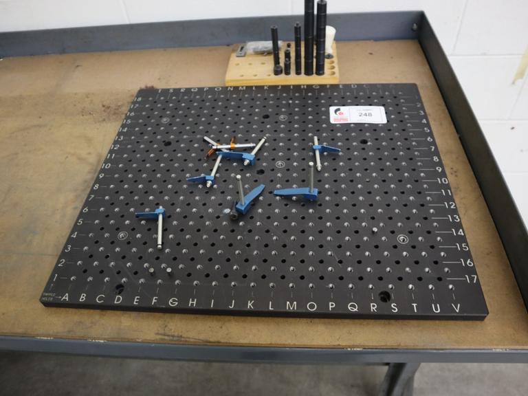 Fixture Plate for Measurement 20" x 24" Drilled and Tapped and with Peg Holes on 1" Centers with Clamps 