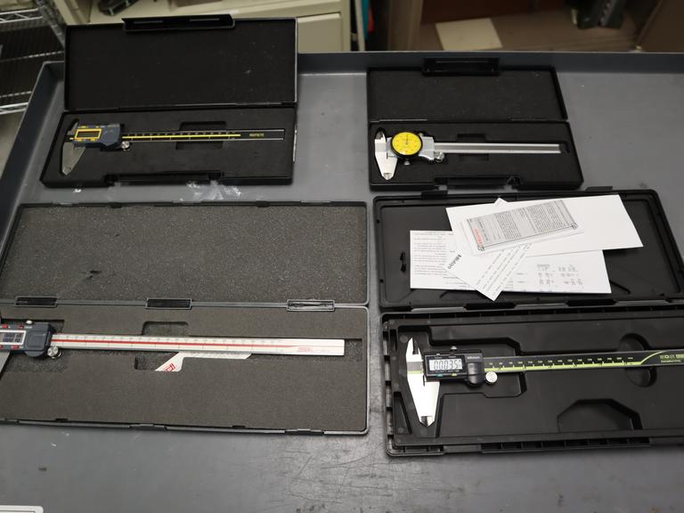 Digital Micrometers (1) 8" Asimeto, (1) 8" Mitutoyo, (1) 12" SPI, and (1) 6" Asimeto Dial Caliper