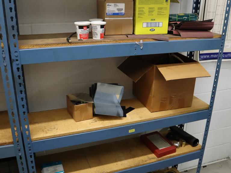 Teardrop Style Adjustable Shelf Racking with 5 Shelves with Assorted Contents