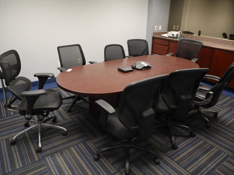 Conference Table 8' x 43.5" and Chairs and Konftel