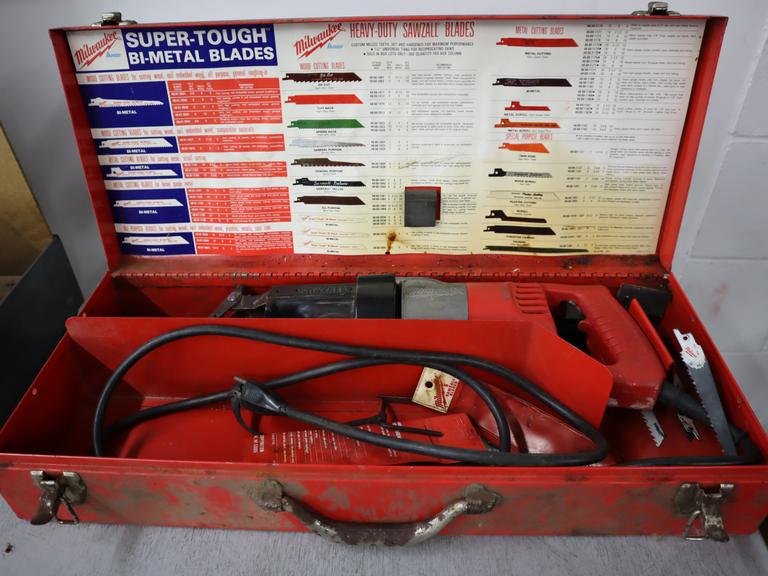 Milwaukee Corded Sawzall in Metal Case with Extra Blades