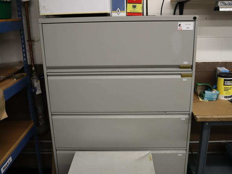 Lateral Metal File Cabinet 5 Drawer, 2 Drawer File Cabinet with Assorted Contents