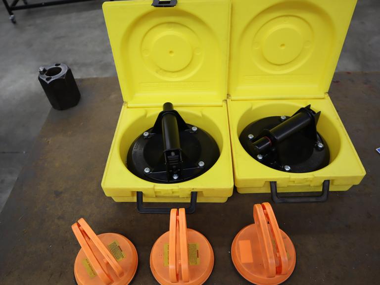 Suction Cups For Material Handling (2) 8" Woods Power Grip, (3) Harbor Freight 4.5"