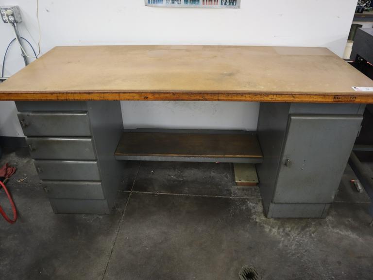 Equipto Work Bench, Wood Top, Cabinet Base, (4) Drawers, Lower Shelf