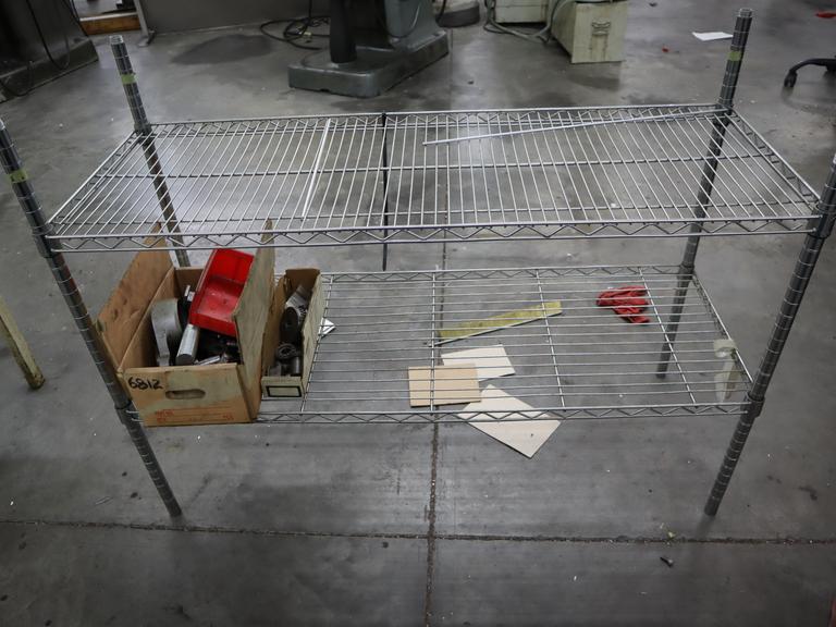 Wire Rack with 2 Adjustable Shelves and Contents