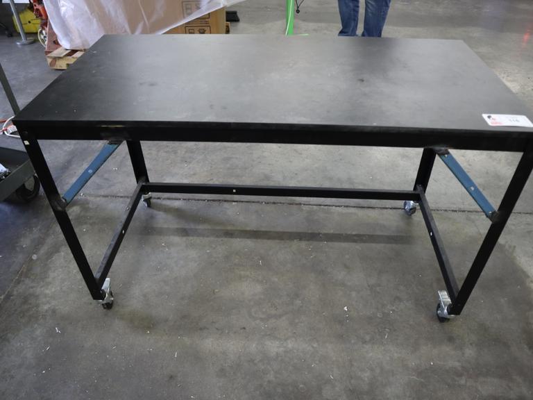 Rolling Metal Work Table with Laminate Work Top
