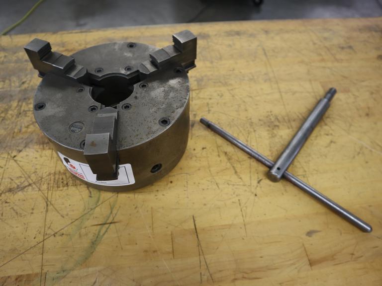 Buck 8.25" 3-Jaw Chuck, D1-4" Camlock Back, 2" Hole, Chuck Wrench