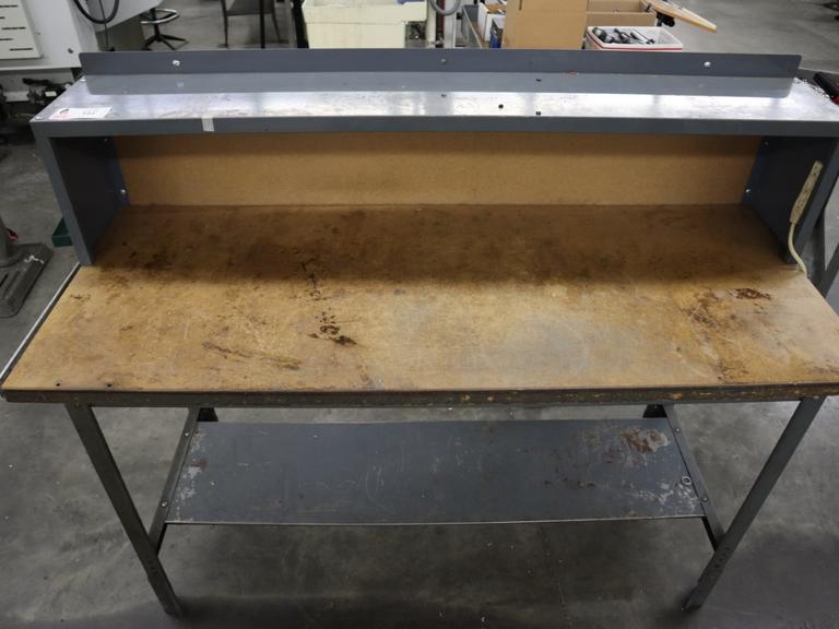 Steel Work Bench with Wood Top and Lower/Upper Shelves