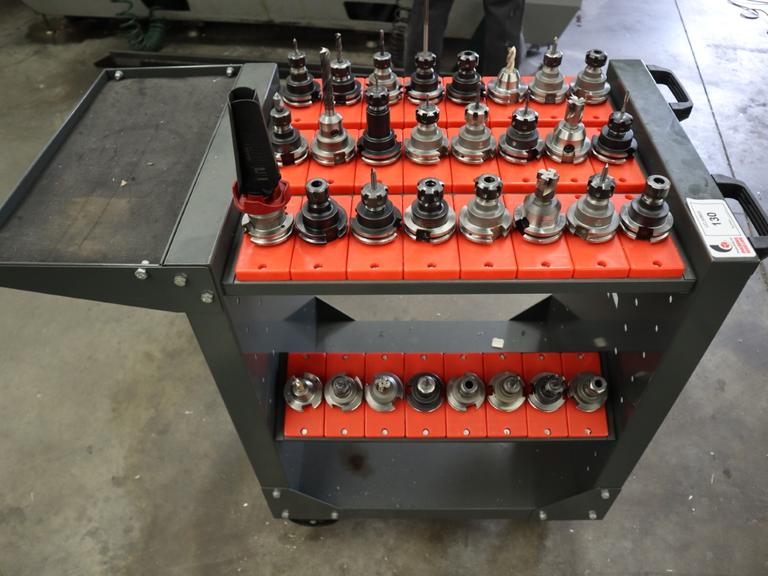Haas Rolling Tool Cart 32 Pocket with Assorted CAT40 Tool Holders, Different Types and Brands