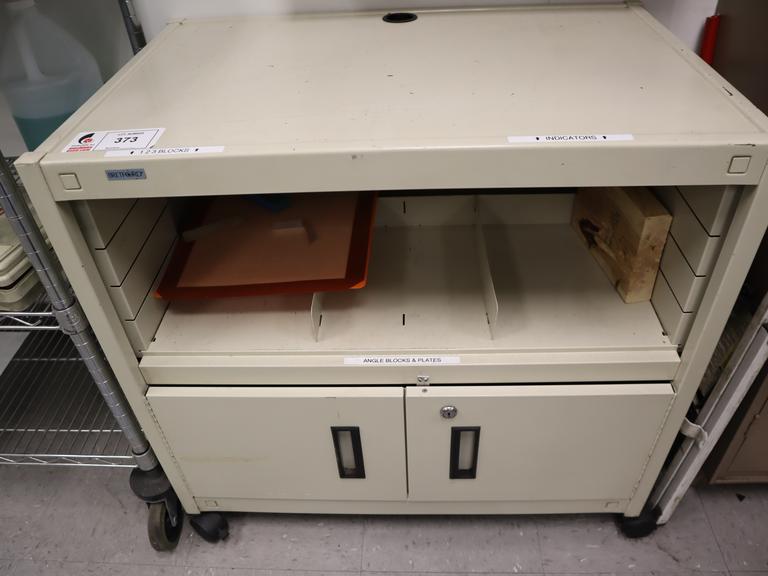 Rolling Metal Cabinet with Under Shelf and 2 Door Bottom