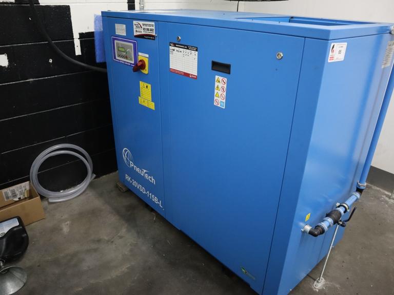 Pneutech RK-20VSD-115B-L Air Compressor, 20 HP, Rotary Screw-Type, Variable Speed - NEW 2020