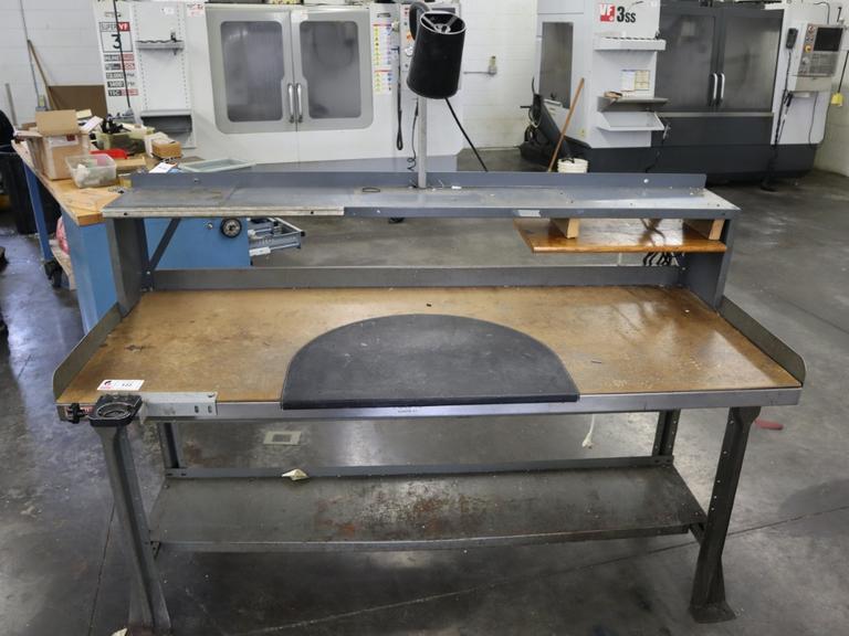 Steel Work Bench With Particle Board Top, Work Light and Lower Shelf