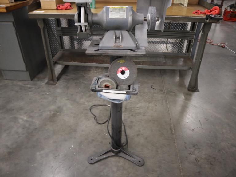 Baldor Double End Pedestal Grinder with Safety Guards and Coolant Cup