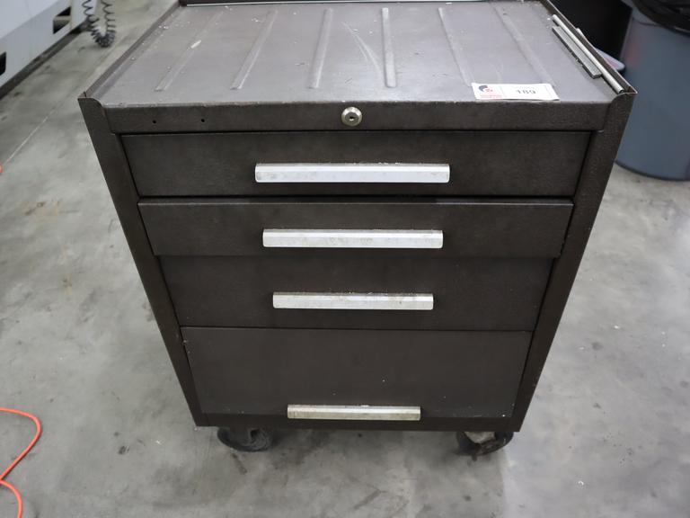 Machinist Rolling Tool Box, 3 Drawer, Open Door Bottom, with Contents