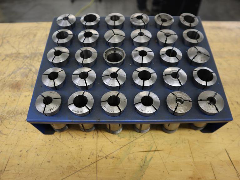 Hardinge 5C Collets in Metal Divider Rack (30 Collets)