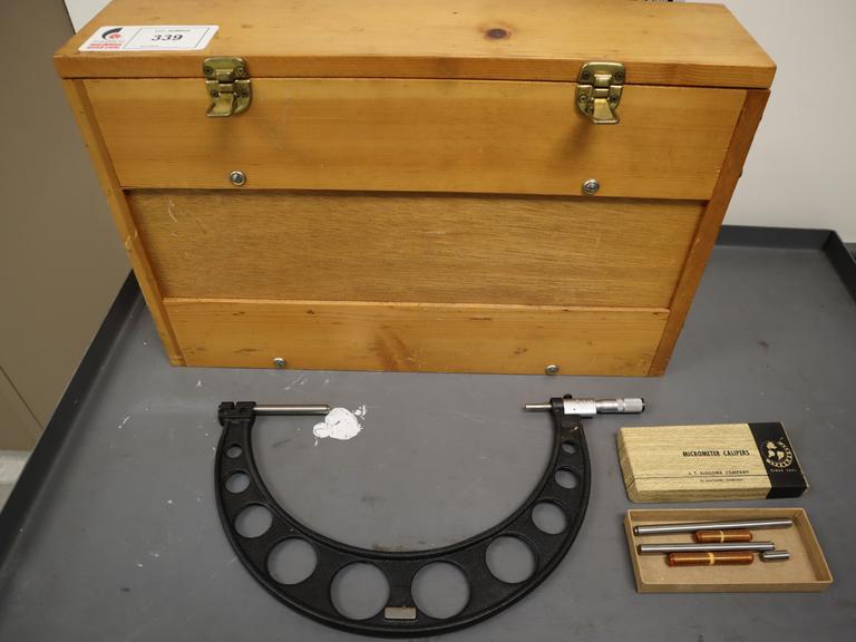 JT Slocomb 6-12" Micrometer with Accessories in Wood Case