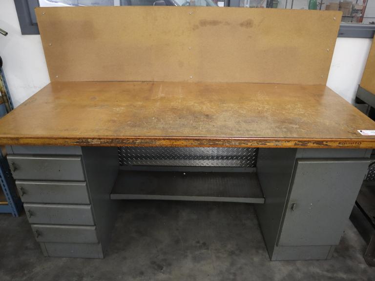 Equipto Heavy Duty Steel Work Bench with Wood Top and Lower Drawers