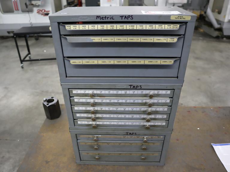 Huot Tap Indexes (2) SAE 2-56 to 1"-12, (1) Metric 3mm - 24mm, with Contents of Taps