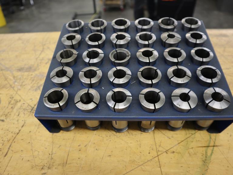 Hardinge 5C Collets in Metal Divider Rack (30)