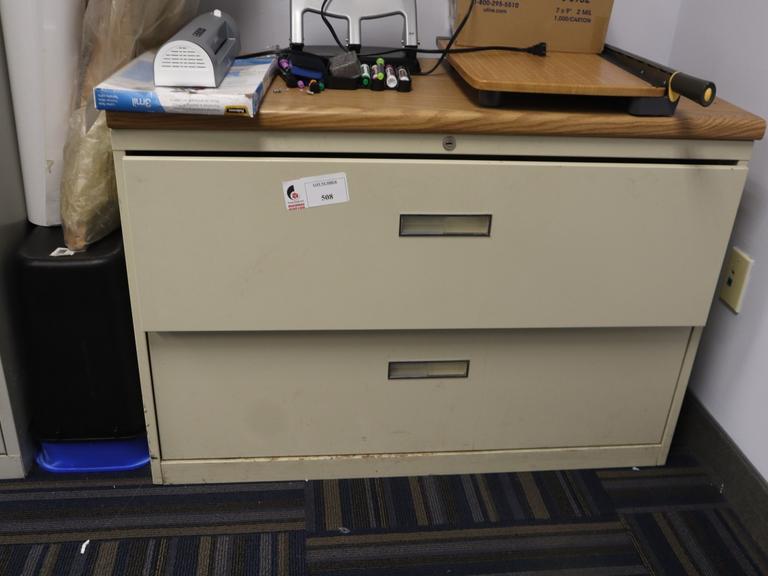 Lateral File Cabinet with Office Supply Contents