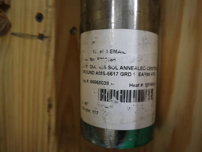 Round Stock Bar 2-7/8" Dia. 96" Length 455 SOL Annealed Centerless Ground AMS-5617