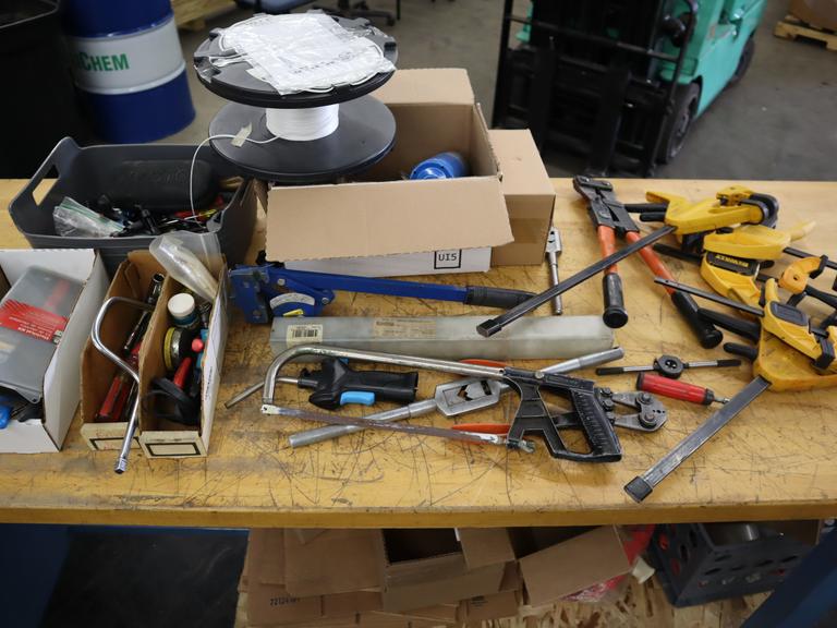 Hand Tools, Various, Saws, Plumb Bobs, Clamps, Pliers, Screw Drivers and More