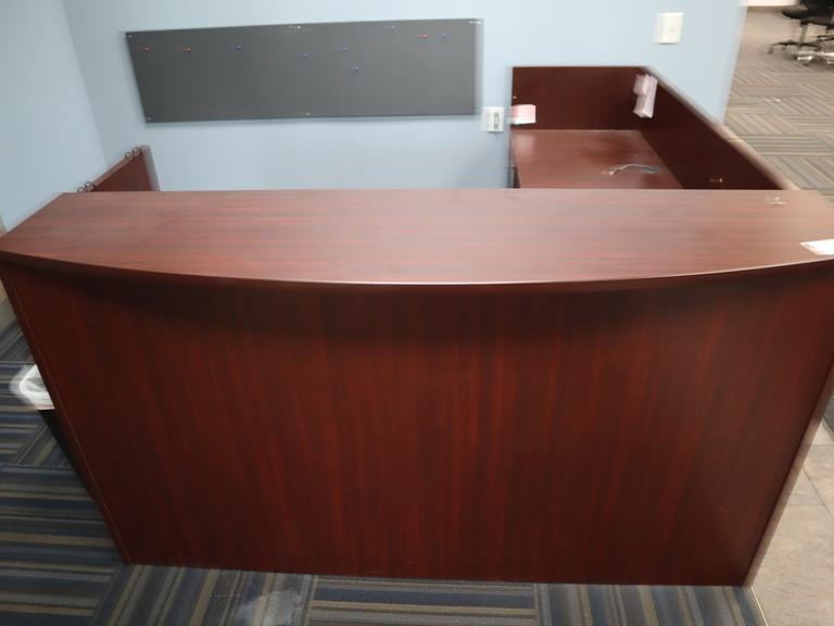 L-Shaped Laminated Front Secretary Desk with (2) Under Desk File Cabinets