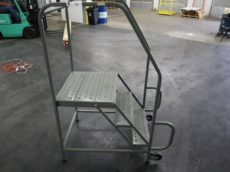 PW Platforms Steel 3 Step Tilt And Roll Ladder 300 lb Capacity