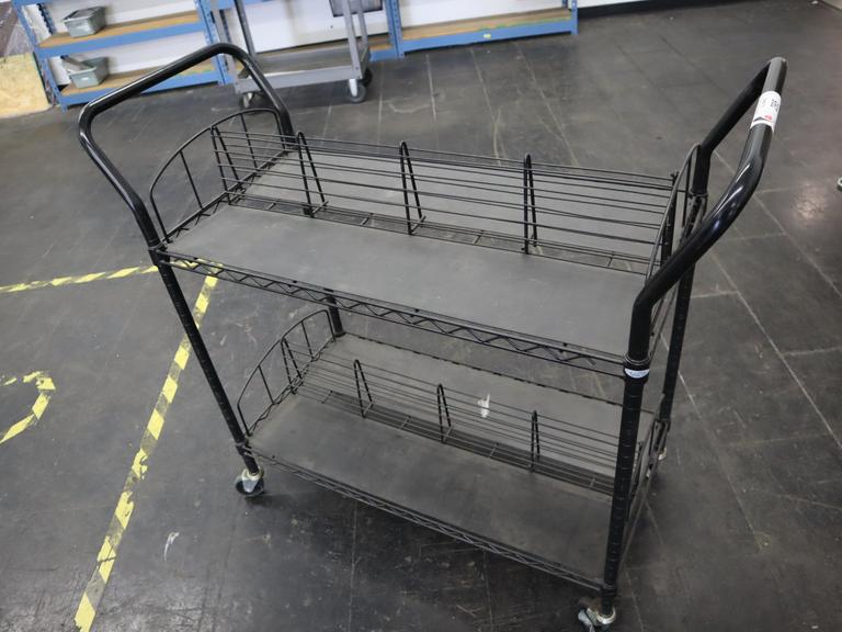 Rolling Wire Cart with 2 Adjustable Divided Shelves