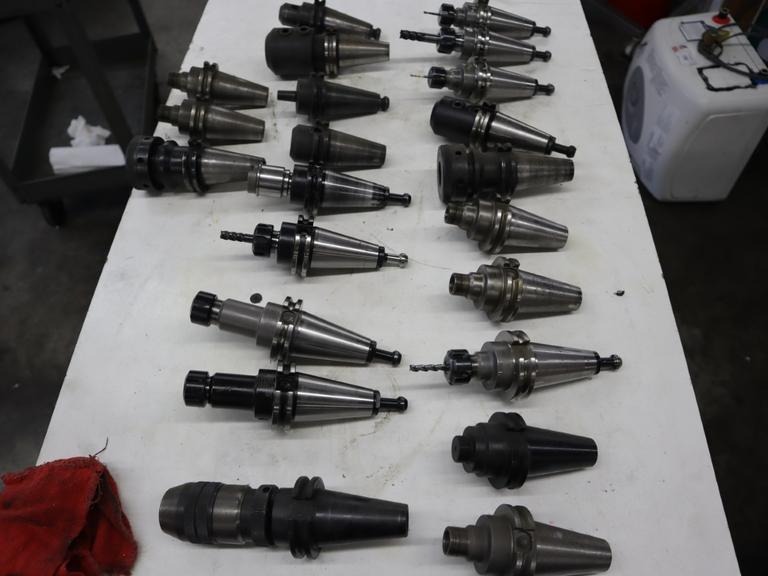 CAT40 Tool Holders (22pcs), Assorted Brands and Types, End Mill, Collet, Drill Chuck