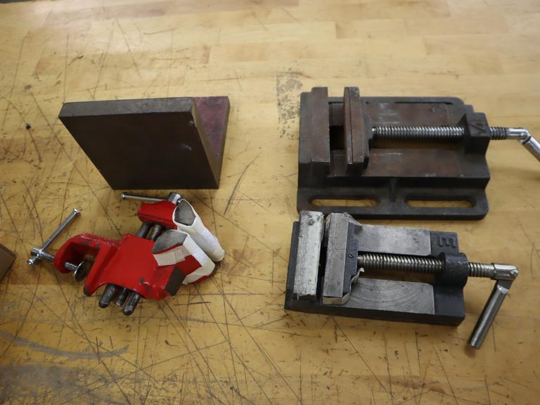 Drill Vises 3" & 4", Angle Plate 5" x 5" x 5", Bench Vise 3"